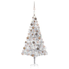 Árvore Natal artificial pré-iluminada c/bola 180cm PET prateado