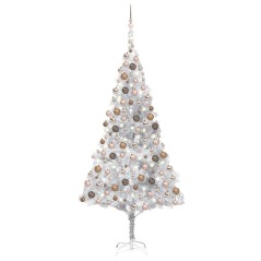 Árvore Natal artificial pré-iluminada c/bola 240cm PET prateado