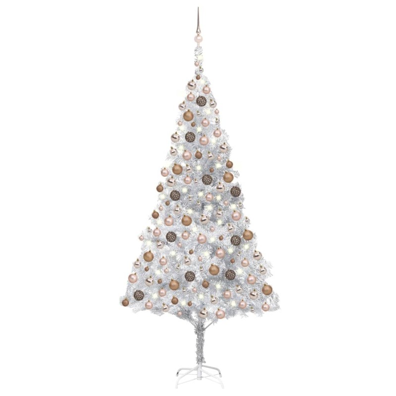 Árvore Natal artificial pré-iluminada c/bola 240cm PET prateado-Árvores de Natal-Home Retail