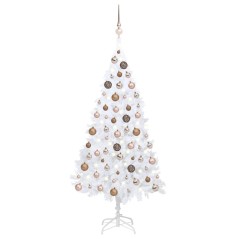 Árvore Natal artificial pré-iluminada c/ bolas 120cm PVC branco