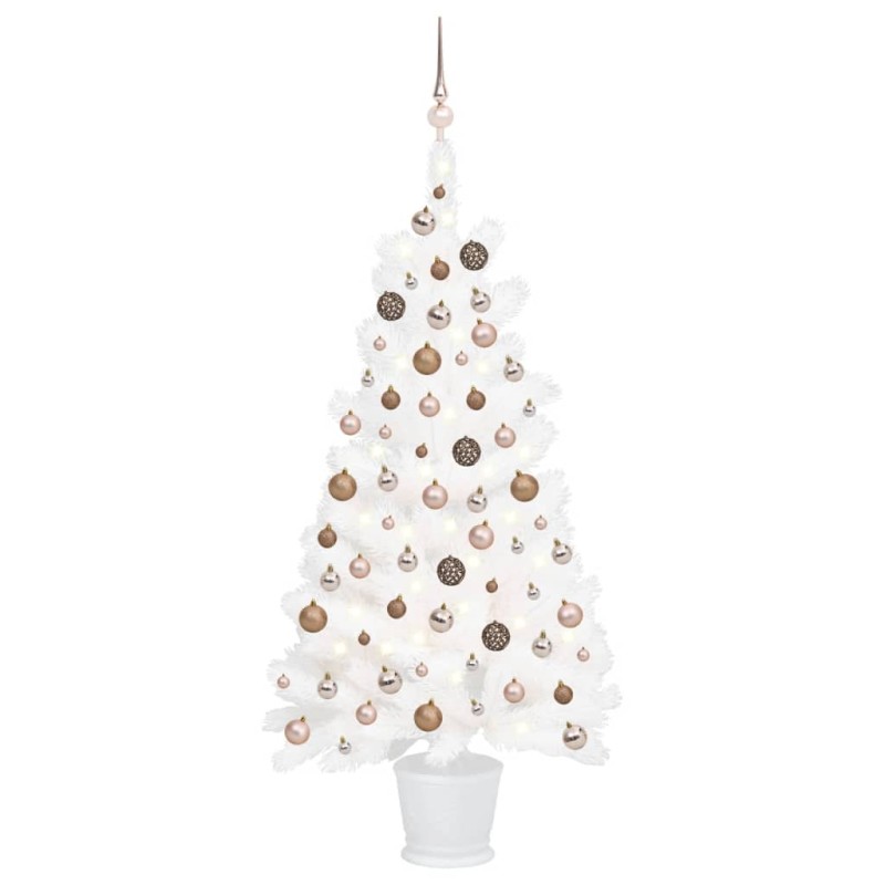 Árvore Natal artificial pré-iluminada c/ bolas 90 cm branco-Árvores de Natal-Home Retail