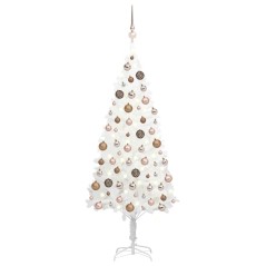 Árvore Natal artificial pré-iluminada c/ bolas 150 cm branco