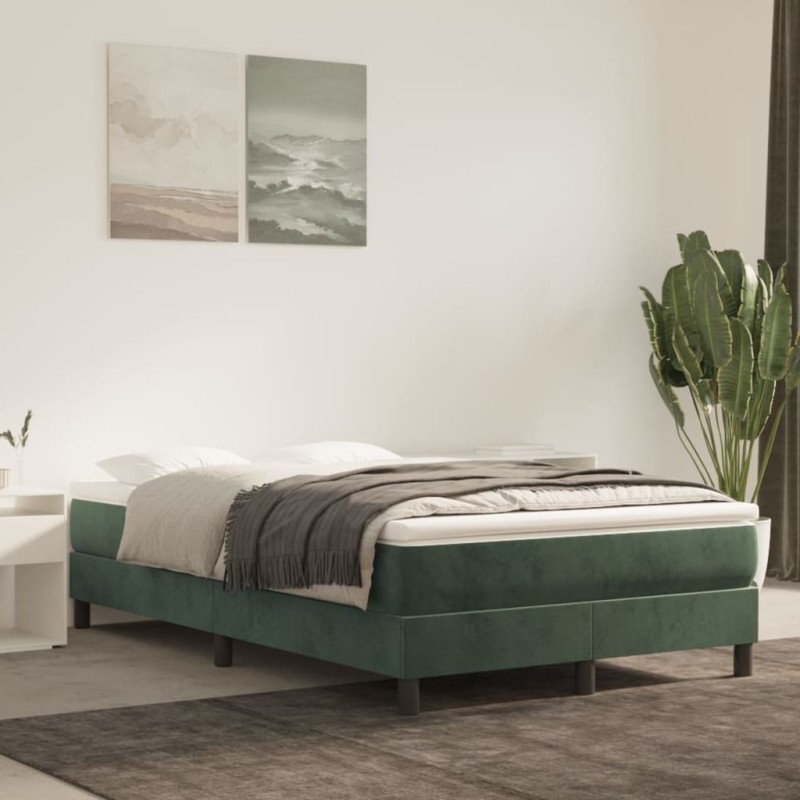 Estrutura de cama 120x200 cm veludo verde-escuro-Camas e estruturas de camas-Home Retail