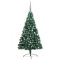 Meia árvore Natal artificial pré-iluminada c/ bolas verde