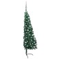 Meia árvore Natal artificial pré-iluminada c/ bolas verde