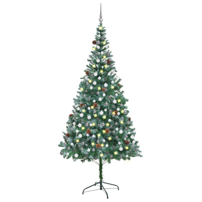 Árvore Natal artificial pré-iluminada c/ bolas e pinhas 210 cm-Árvores de Natal-Home Retail