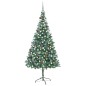 Árvore Natal artificial pré-iluminada c/ bolas e pinhas 210 cm