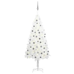 Árvore Natal artificial pré-iluminada c/ bolas 180 cm branco