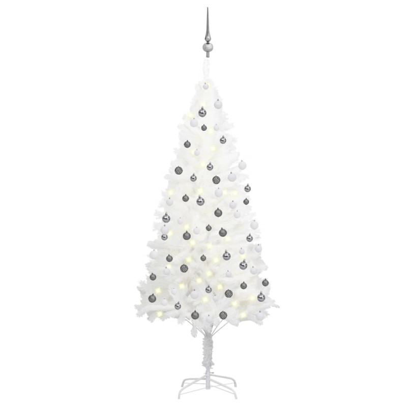 Árvore Natal artificial pré-iluminada c/ bolas 180 cm branco-Árvores de Natal-Home Retail