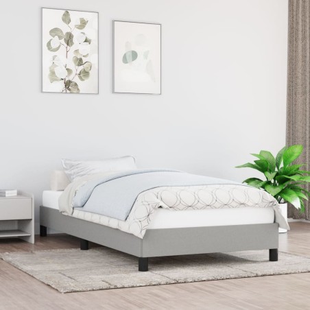 Estrutura de cama 90x200 cm tecido cinza-claro