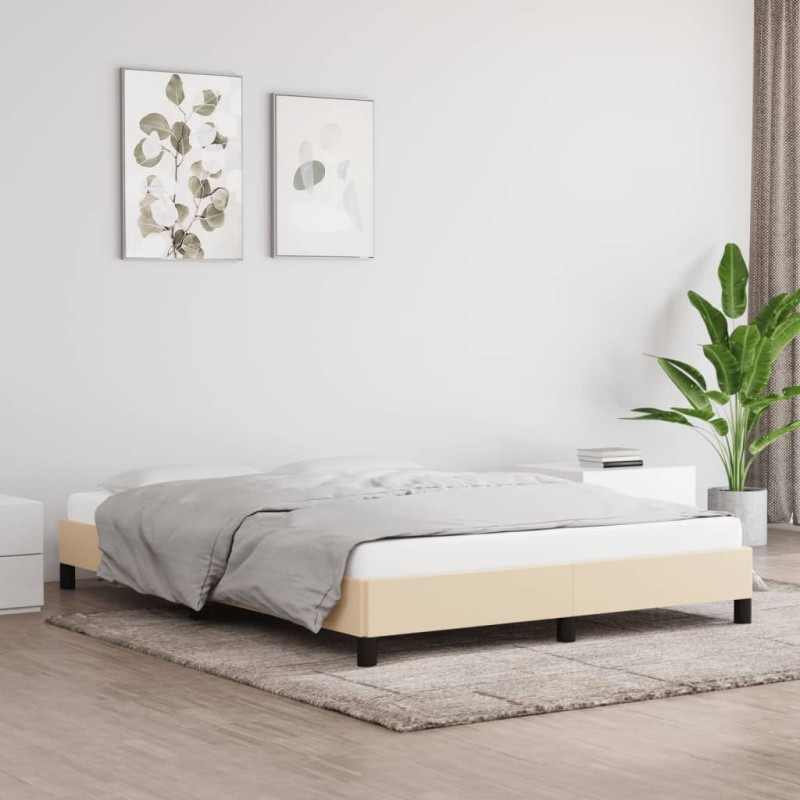 Estrutura de cama em tecido cor creme 140x200 cm-Camas e estruturas de camas-Home Retail