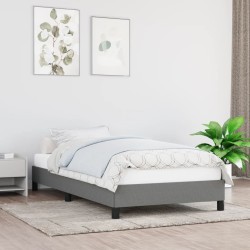 Estrutura de cama 100x200 cm tecido cinzento-escuro