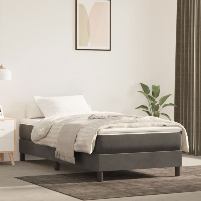 Estrutura de cama 90x200 cm veludo cinzento-escuro-Camas e estruturas de camas-Home Retail