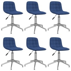 Cadeiras de jantar giratórias 6 pcs tecido azul