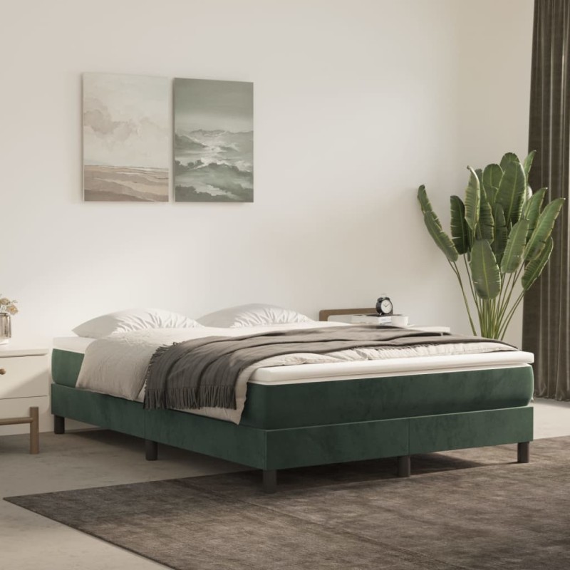 Estrutura de cama 140x200 cm veludo verde-escuro-Camas e estruturas de camas-Home Retail