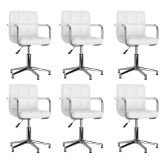 Cadeiras de jantar giratórias 6 pcs couro artificial branco