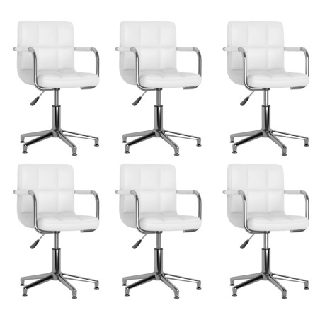 Cadeiras de jantar giratórias 6 pcs couro artificial branco