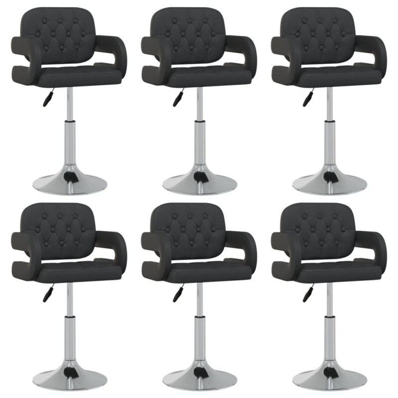 Cadeiras de jantar giratórias 6 pcs couro artificial preto-Cadeiras de cozinha e sala de jantar-Home Retail