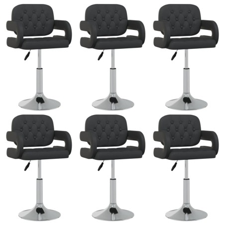 Cadeiras de jantar giratórias 6 pcs couro artificial preto