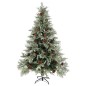 Árvore Natal pré-iluminada c/ pinhas 150 cm PVC/PE verde/branco