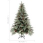 Árvore Natal pré-iluminada c/ pinhas 150 cm PVC/PE verde/branco