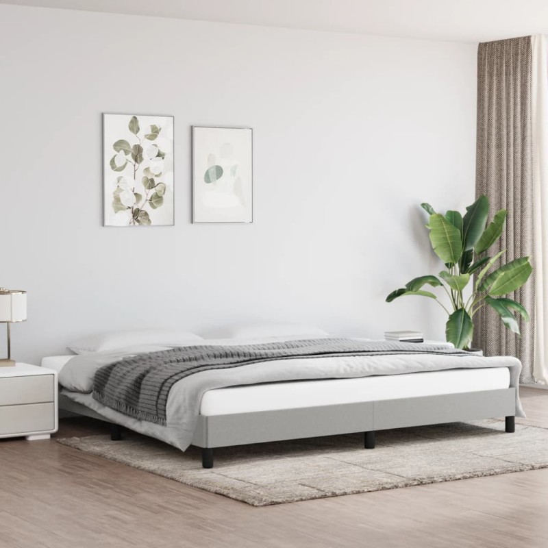 Estrutura de cama 200x200 cm tecido cinzento-claro-Camas e estruturas de camas-Home Retail