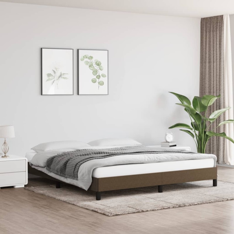 Estrutura de cama 160x200 cm tecido castanho-escuro-Camas e estruturas de camas-Home Retail