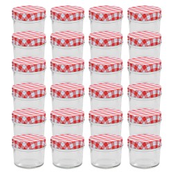 Frascos de vidro com tampas brancas e vermelhas 24 pcs 110 ml