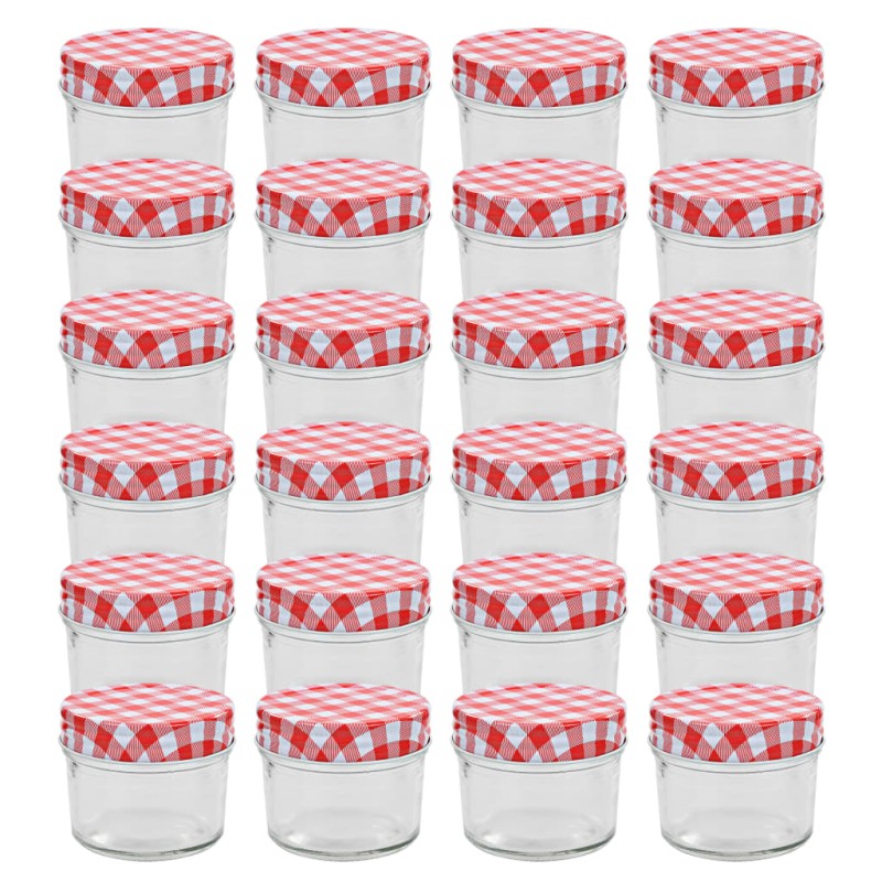 Frascos de vidro com tampas brancas e vermelhas 24 pcs 110 ml-Jarras para mel-Home Retail