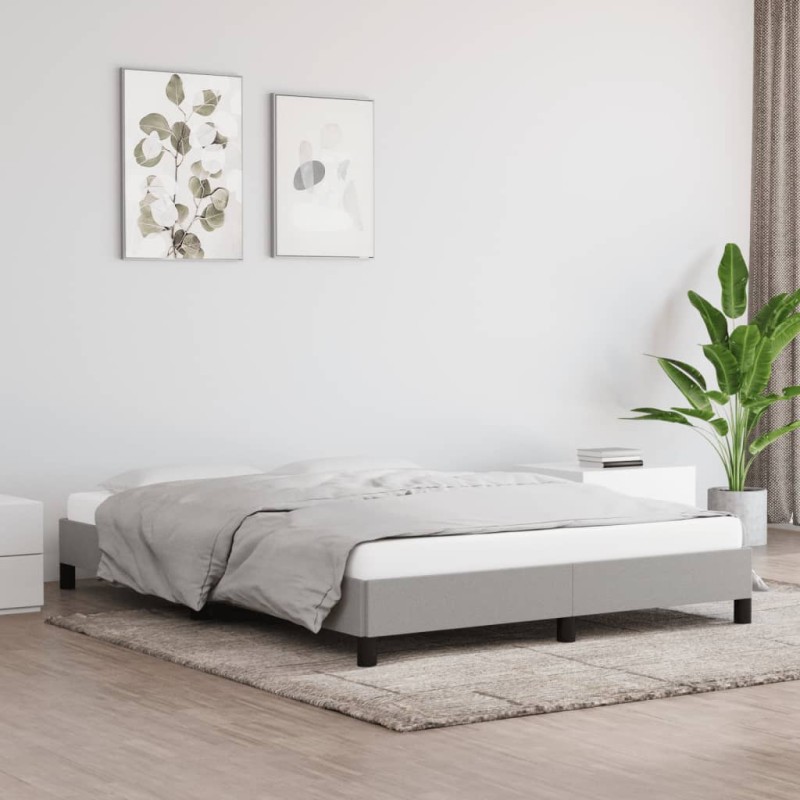 Estrutura de cama 140x190 cm tecido cinza-claro-Camas e estruturas de camas-Home Retail