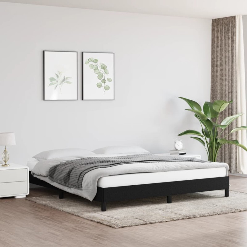 Estrutura de cama 180x200 cm tecido preto-Camas e estruturas de camas-Home Retail