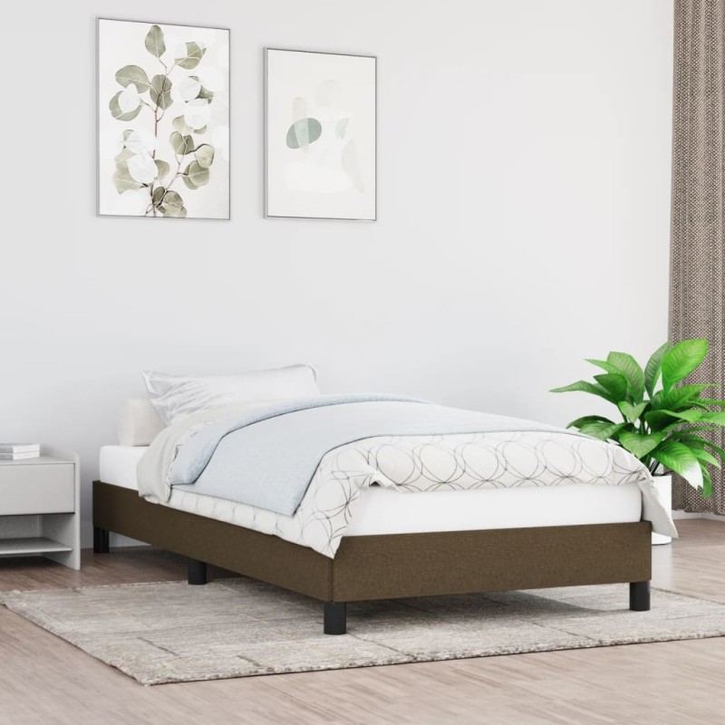 Estrutura de cama 90x190 cm tecido castanho-escuro-Camas e estruturas de camas-Home Retail