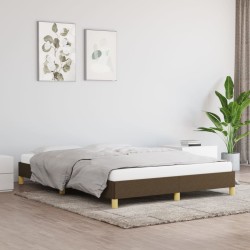 Estrutura de cama 140x200 cm tecido castanho-escuro