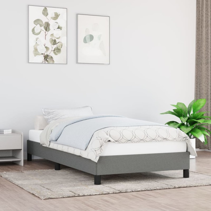 Estrutura de cama 90x190 cm tecido cinzento-escuro-Camas e estruturas de camas-Home Retail