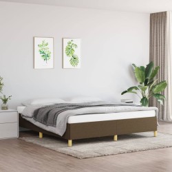 Estrutura de cama 160x200 cm tecido castanho-escuro