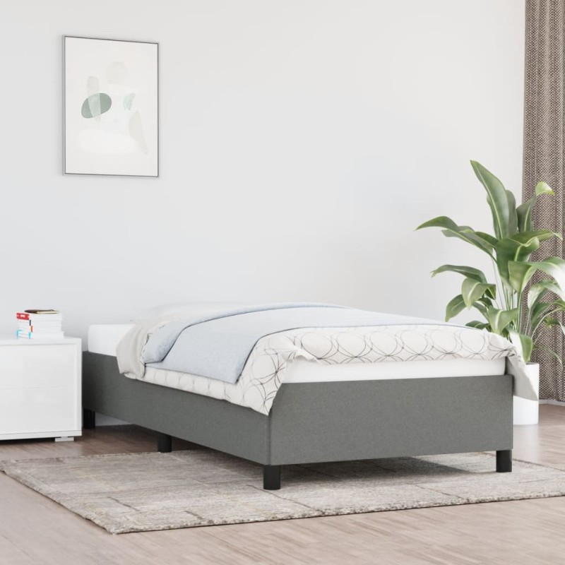 Estrutura de cama 90x190 cm tecido cinzento-escuro-Camas e estruturas de camas-Home Retail