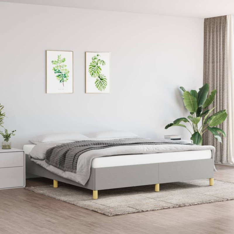 Estrutura de cama 180x200 cm tecido cinza-claro-Camas e estruturas de camas-Home Retail