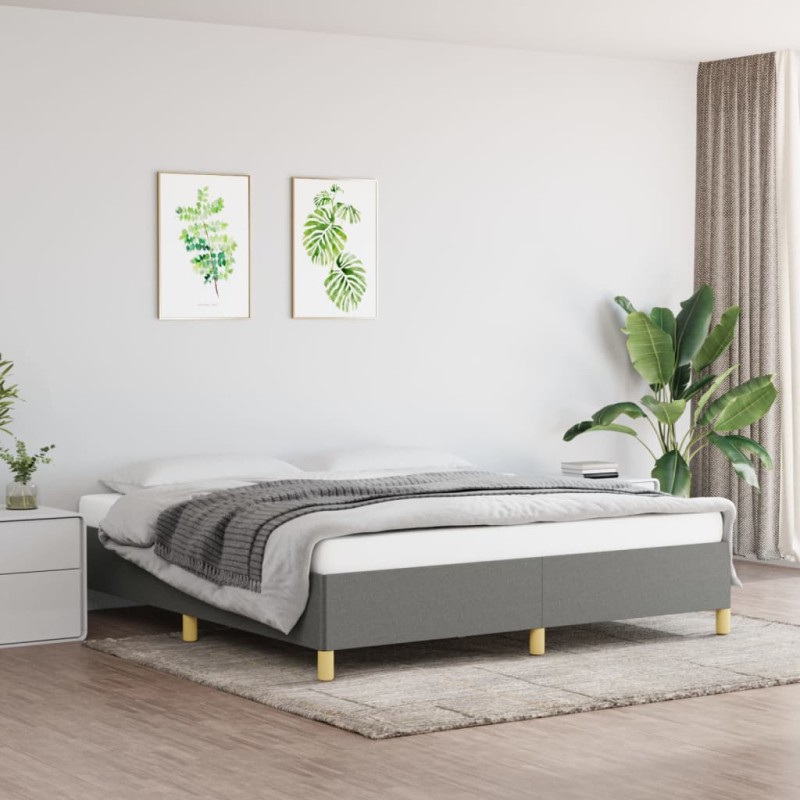 Estrutura de cama 160x200 cm tecido cinzento-escuro-Camas e estruturas de camas-Home Retail