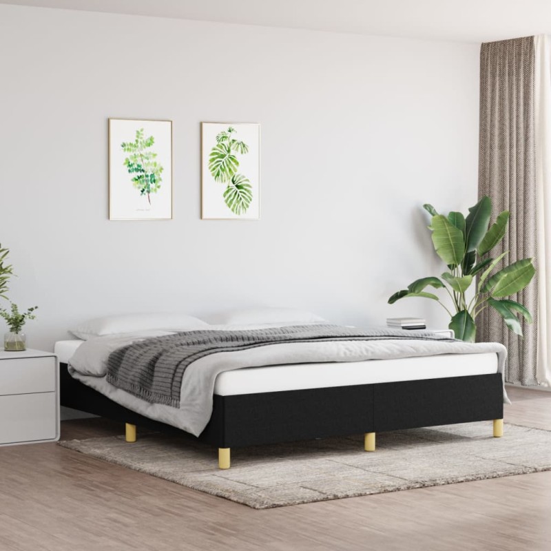 Estrutura de cama 180x200 cm tecido preto-Camas e estruturas de camas-Home Retail