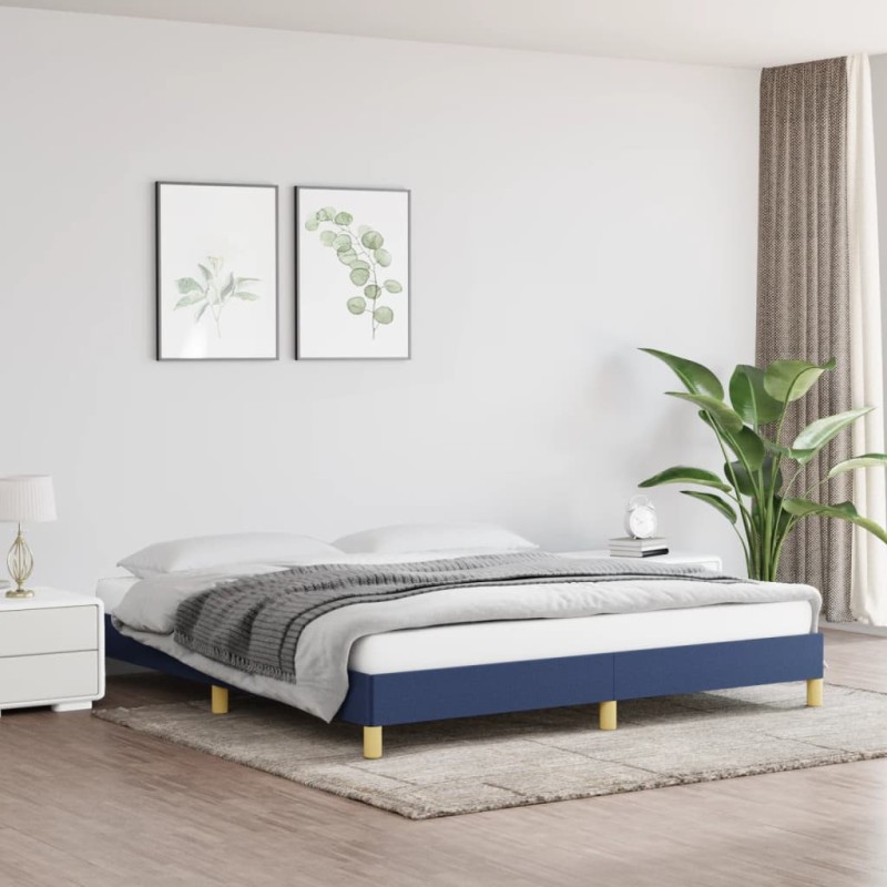 Estrutura de cama 180x200 cm tecido azul-Camas e estruturas de camas-Home Retail