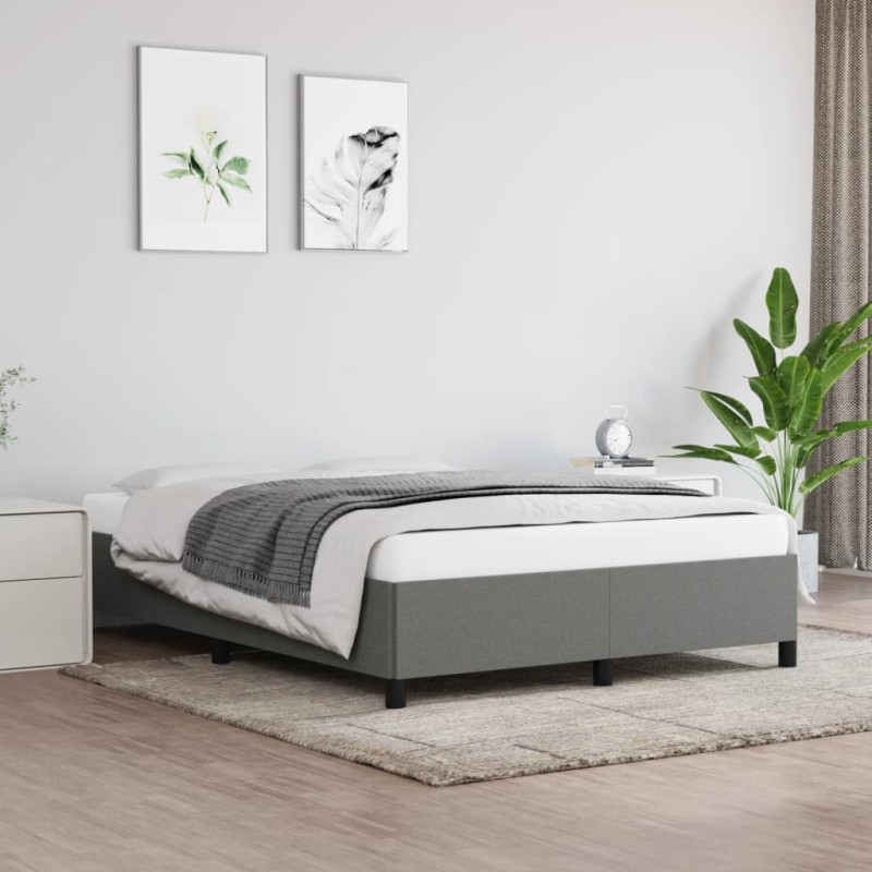 Estrutura de cama 140x190 cm tecido cinzento-escuro-Camas e estruturas de camas-Home Retail