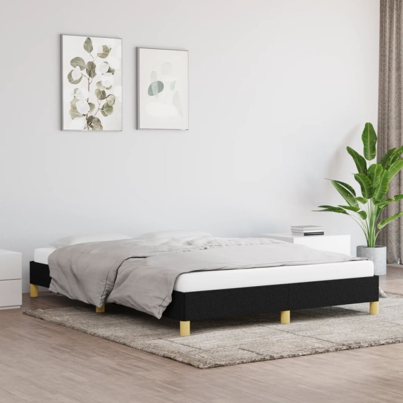 Estrutura de cama 160x200 cm tecido preto-Camas e estruturas de camas-Home Retail