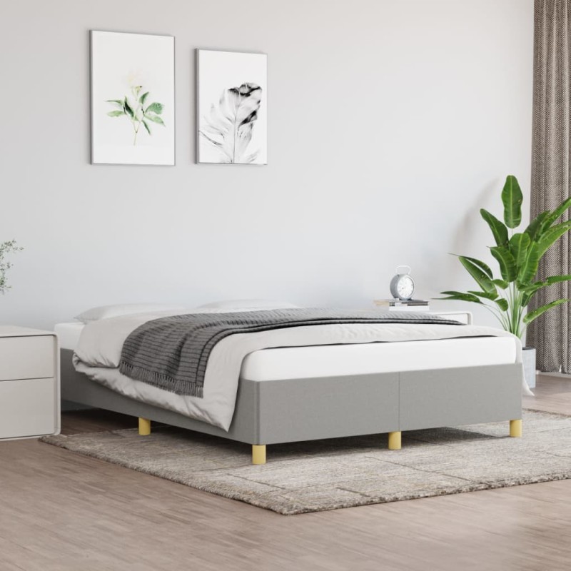 Estrutura de cama 140x190 cm tecido cinza-claro-Camas e estruturas de camas-Home Retail