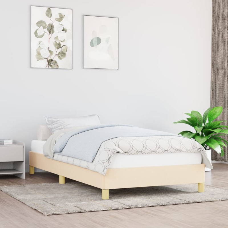 Estrutura de cama tecido 100x200 cm cor creme-Camas e estruturas de camas-Home Retail