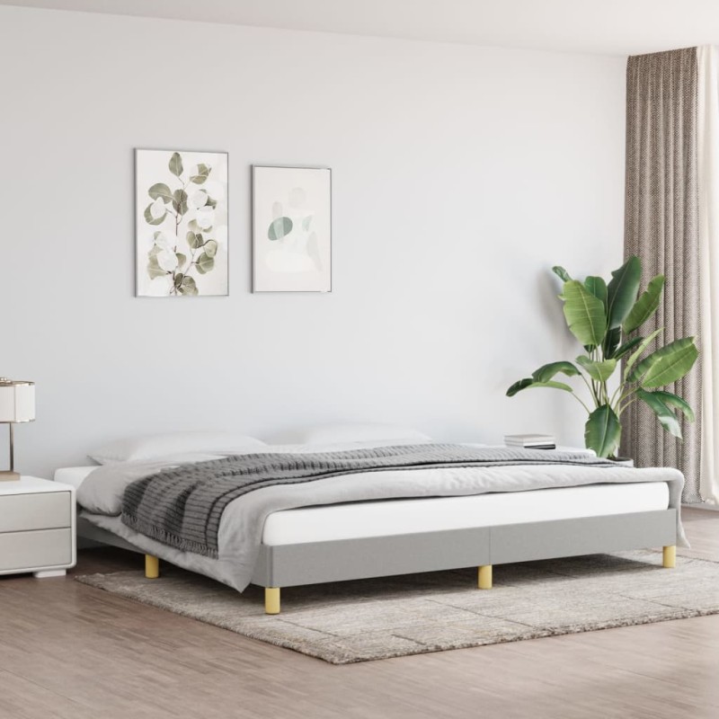 Estrutura de cama 200x200 cm tecido cinzento-claro-Camas e estruturas de camas-Home Retail