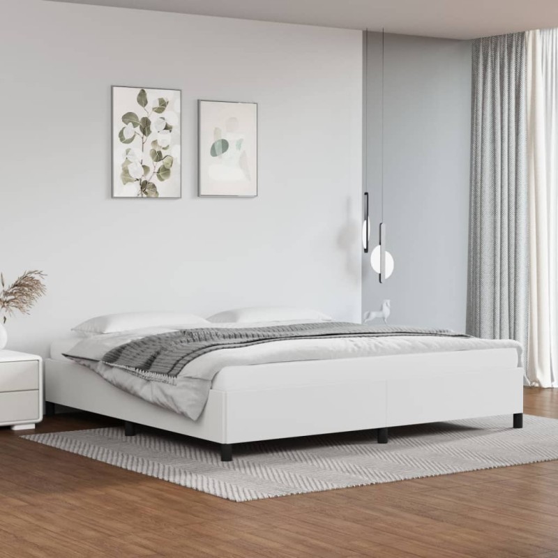 Estrutura de cama 200x200 cm couro artificial branco-Camas e estruturas de camas-Home Retail