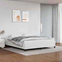 Estrutura de cama 160x200 cm couro artificial branco