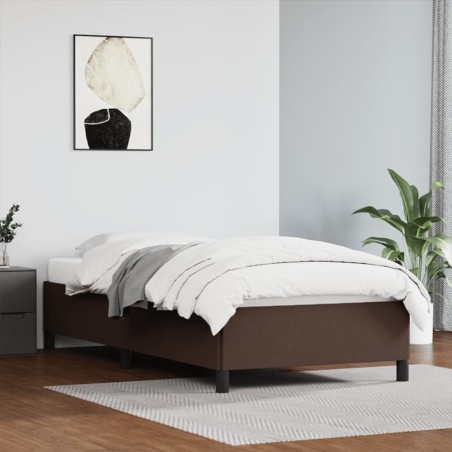 Estrutura de cama 90x200 cm couro artificial castanho