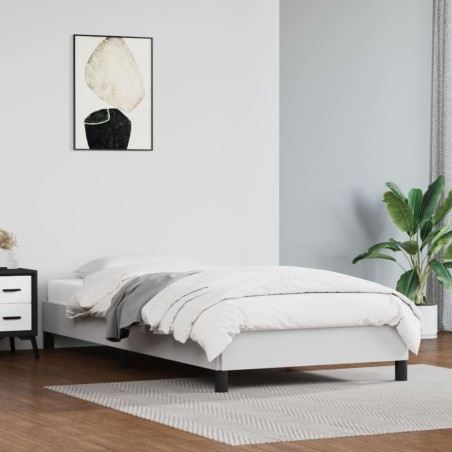 Estrutura de cama 90x190 cm couro artificial branco