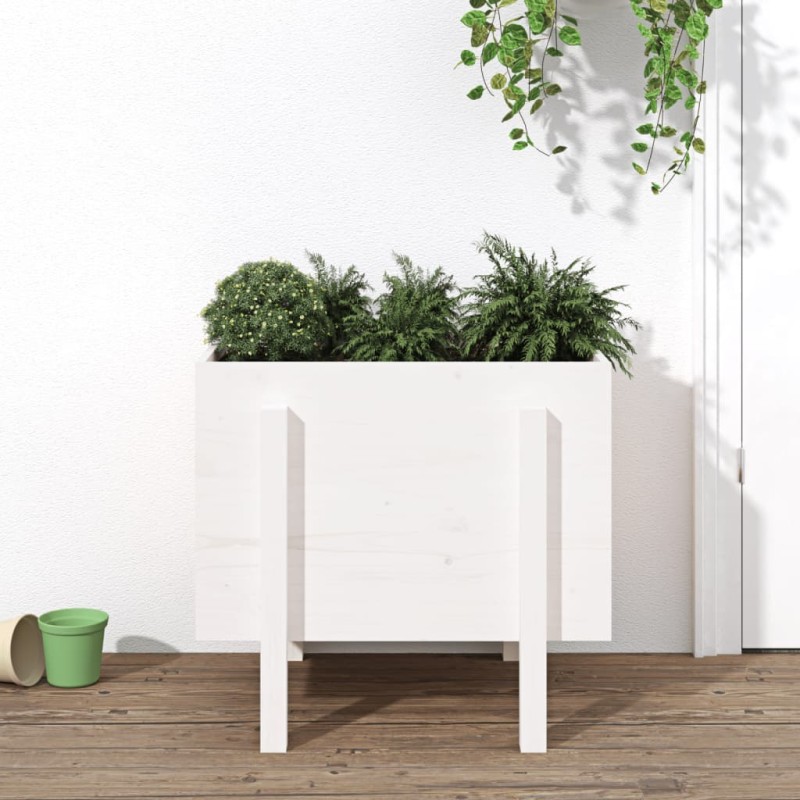 Vaso/floreira de jardim 62x50x57 cm pinho maciço branco-Vasos e floreiras-Home Retail